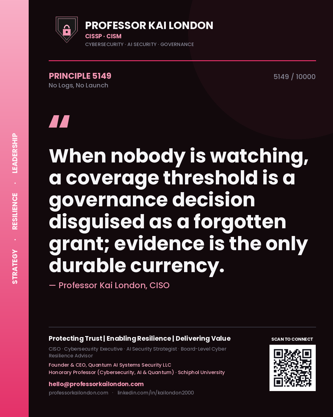 Professor Kai London principle 5149: When nobody is watching, a coverage threshold is a governance decision disguised as a forgotten grant; evidence is the only durable currency.