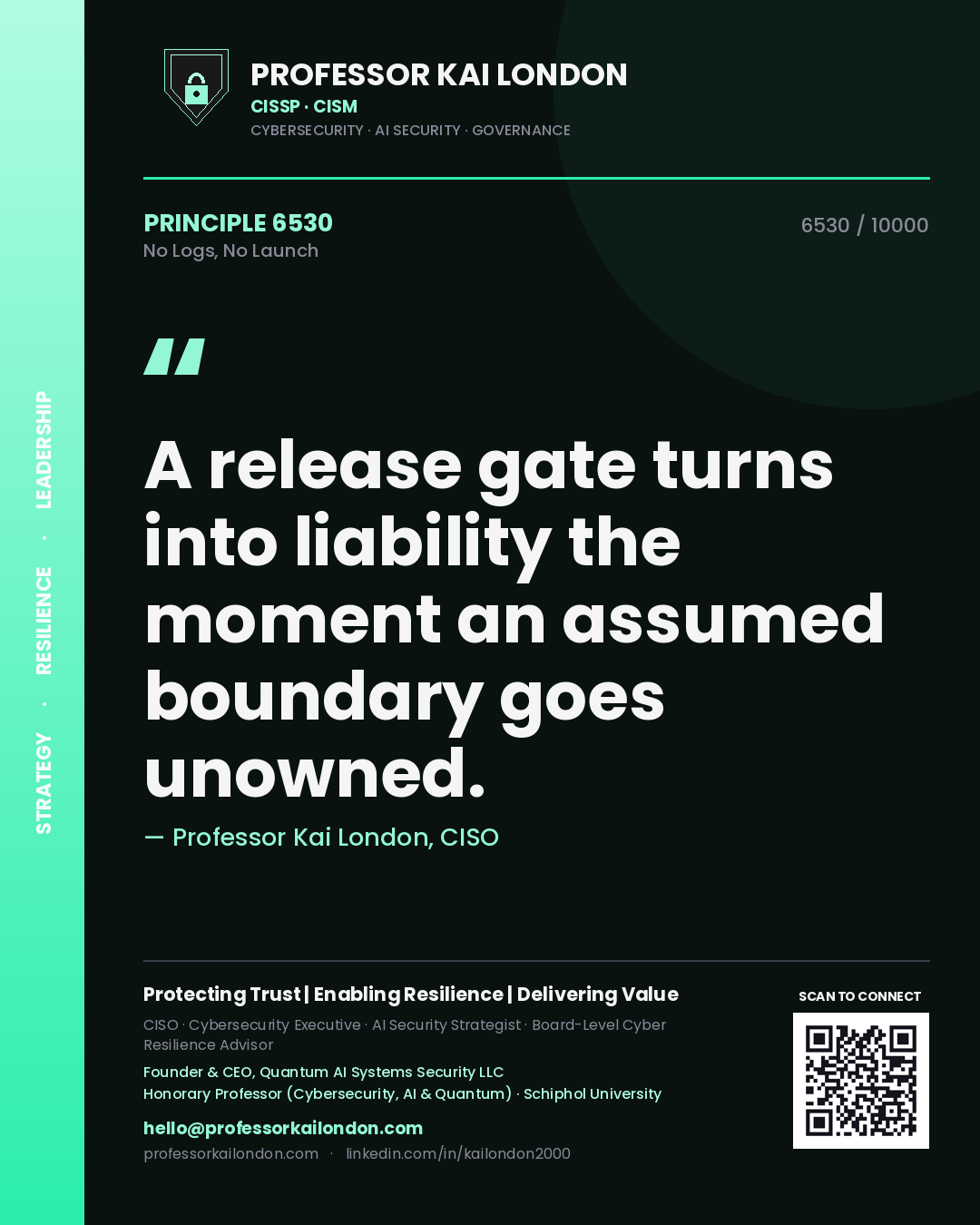Professor Kai London principle 6530: A release gate turns into liability the moment an assumed boundary goes unowned.