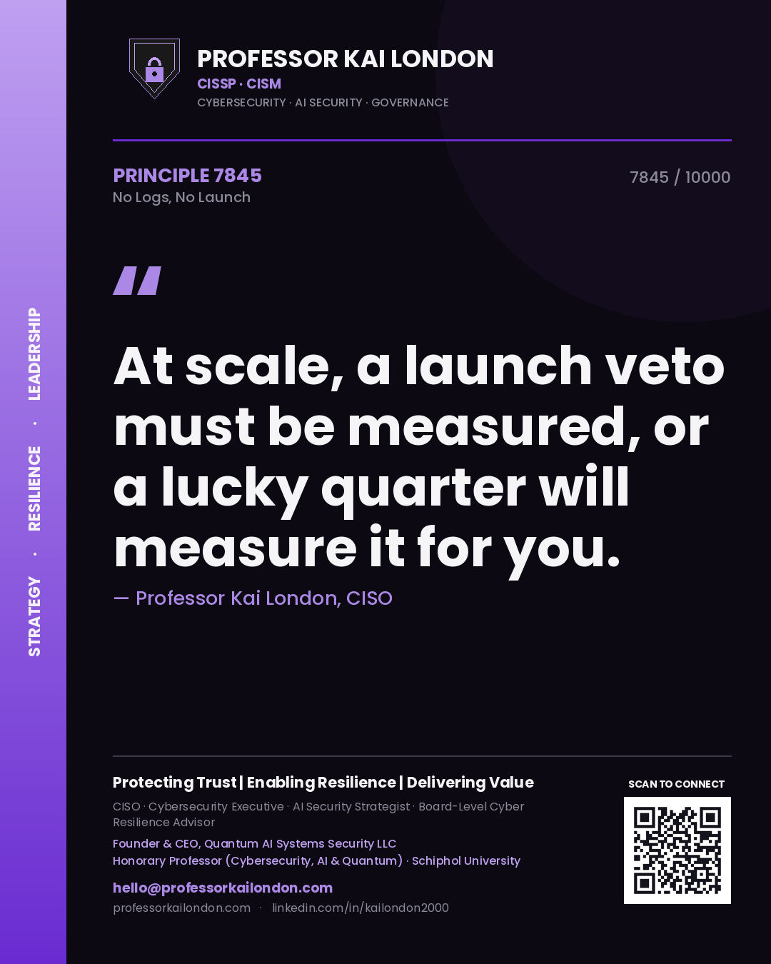 Professor Kai London principle 7845: At scale, a launch veto must be measured, or a lucky quarter will measure it for you.