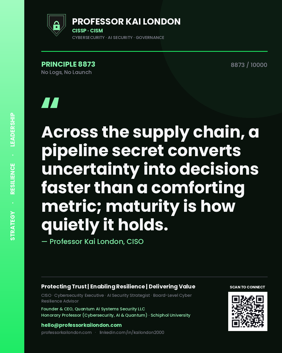 Professor Kai London principle 8873: Across the supply chain, a pipeline secret converts uncertainty into decisions faster than a comforting metric; maturity is how quietly it holds.