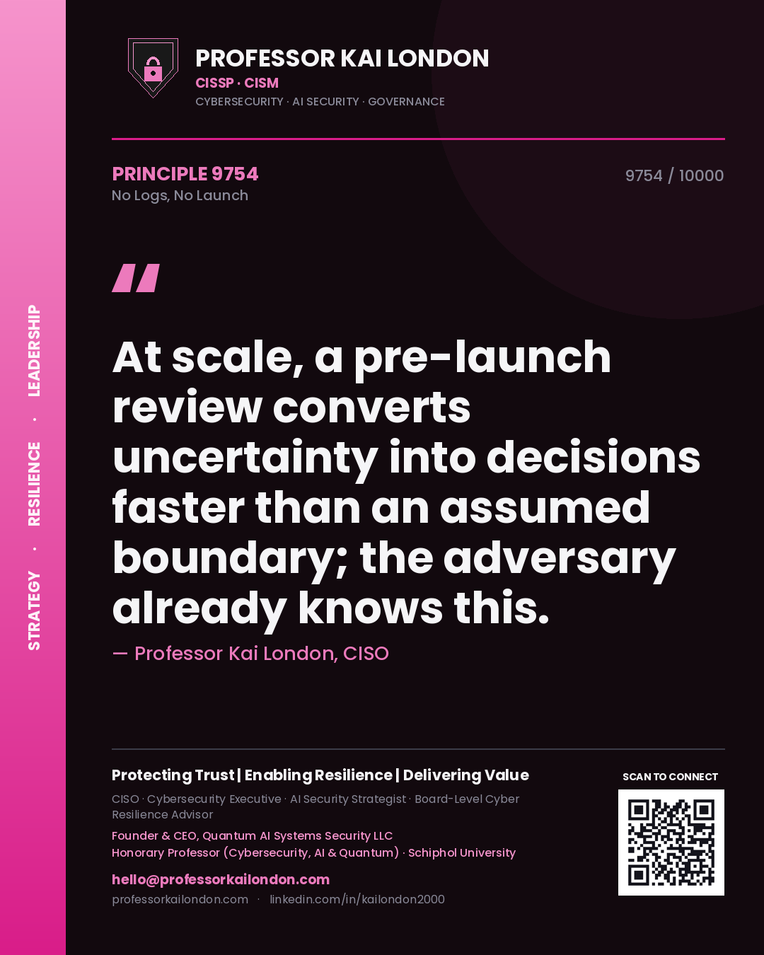 Professor Kai London principle 9754: At scale, a pre-launch review converts uncertainty into decisions faster than an assumed boundary; the adversary already knows this.