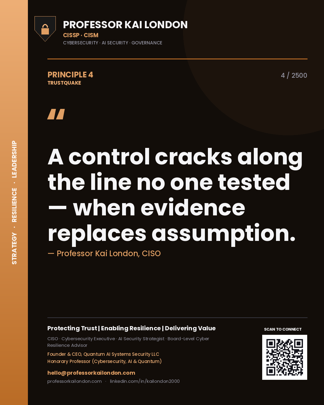Professor Kai London principle 4: A control cracks along the line no one tested — when evidence replaces assumption.
