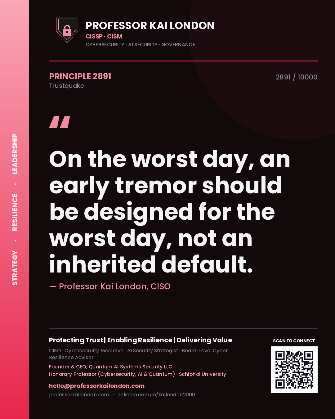 Professor Kai London principle 2891: On the worst day, an early tremor should be designed for the worst day, not an inherited default.