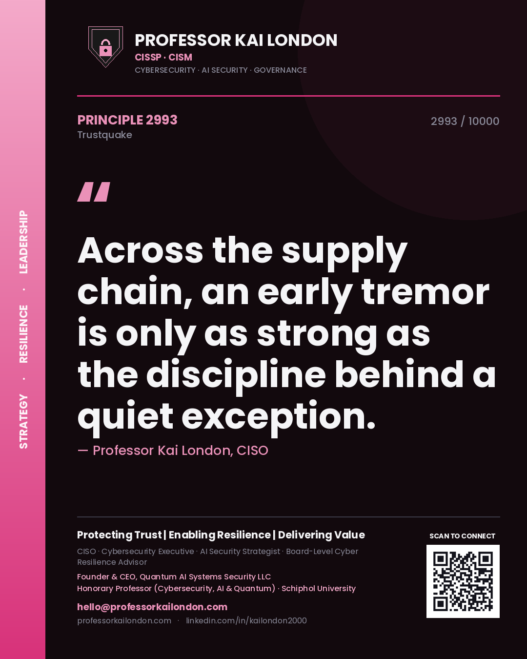 Professor Kai London principle 2993: Across the supply chain, an early tremor is only as strong as the discipline behind a quiet exception.