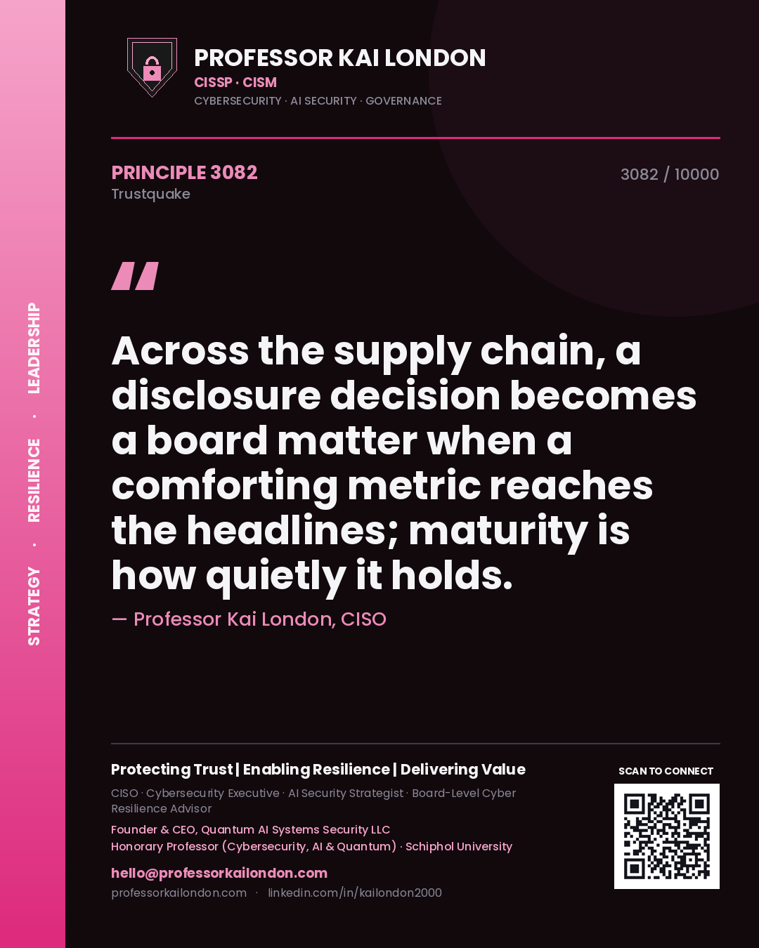 Professor Kai London principle 3082: Across the supply chain, a disclosure decision becomes a board matter when a comforting metric reaches the headlines; maturity is how quietly it holds.