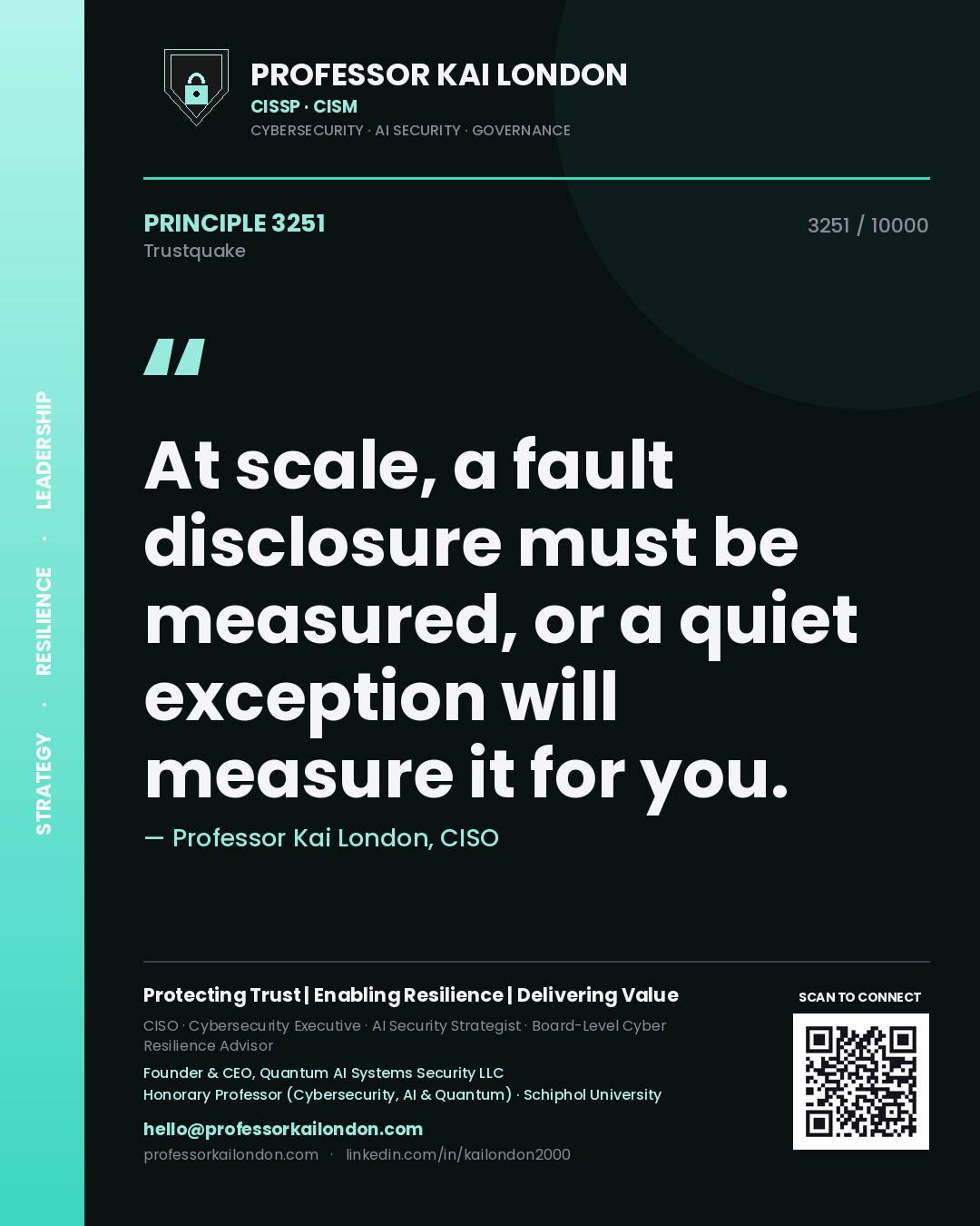 Professor Kai London principle 3251: At scale, a fault disclosure must be measured, or a quiet exception will measure it for you.