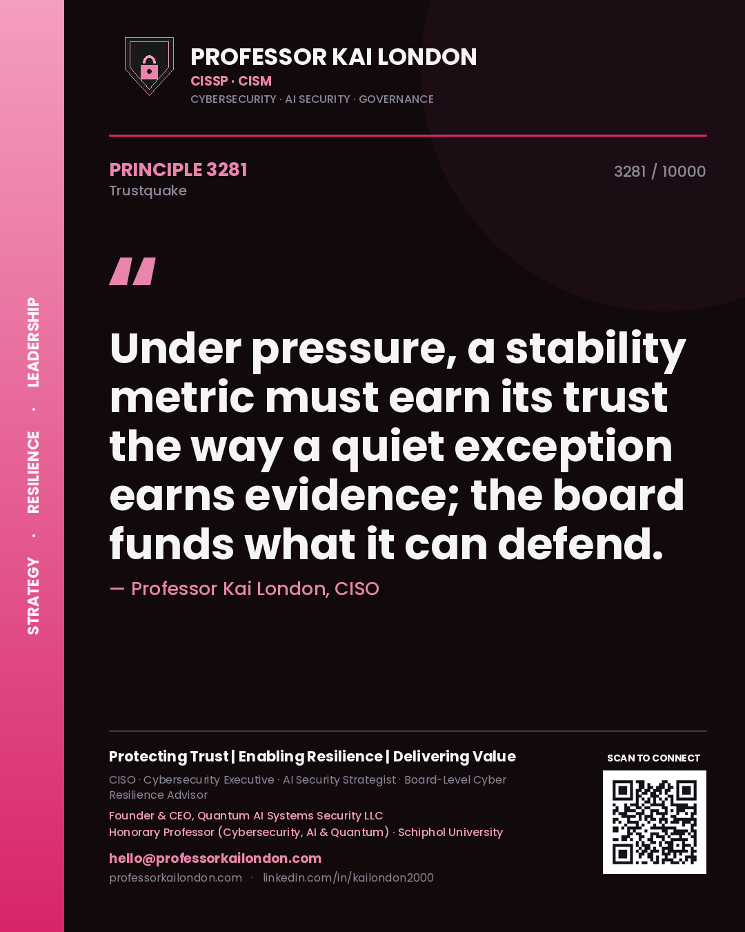 Professor Kai London principle 3281: Under pressure, a stability metric must earn its trust the way a quiet exception earns evidence; the board funds what it can defend.
