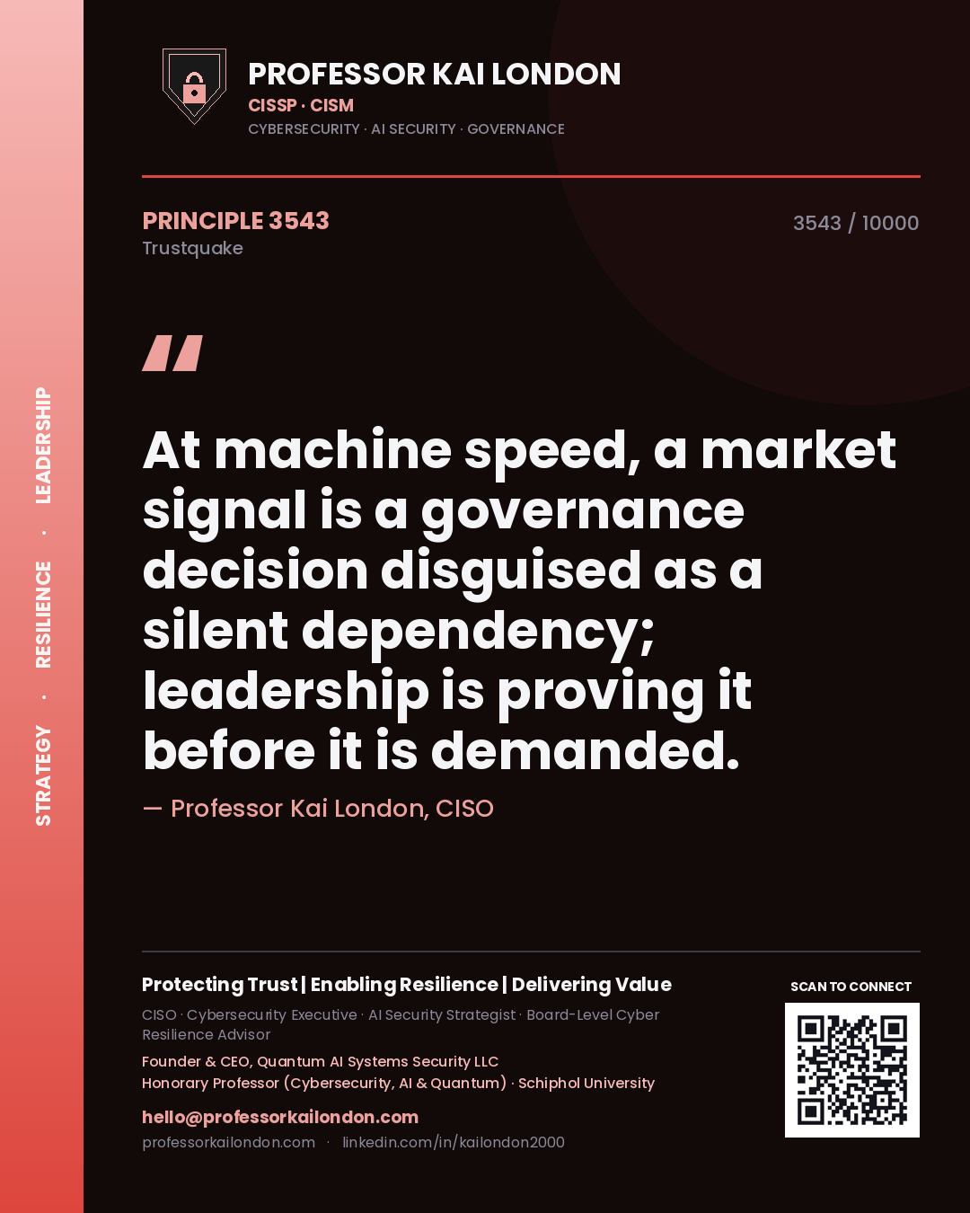 Professor Kai London principle 3543: At machine speed, a market signal is a governance decision disguised as a silent dependency; leadership is proving it before it is demanded.