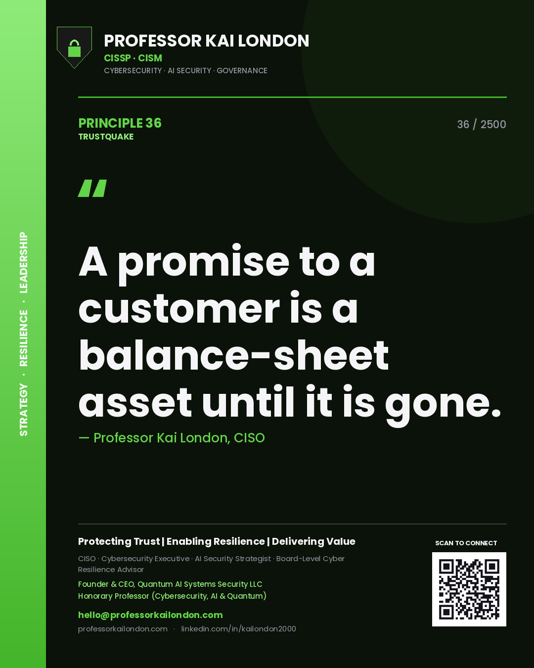 Professor Kai London principle 36: A promise to a customer is a balance-sheet asset until it is gone.
