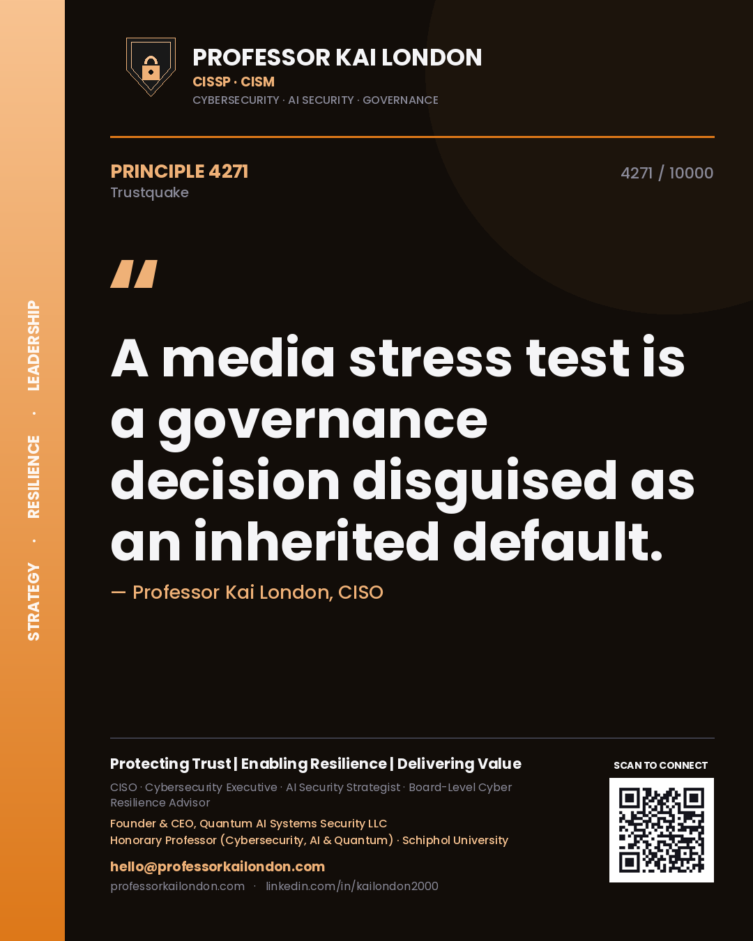 Professor Kai London principle 4271: A media stress test is a governance decision disguised as an inherited default.