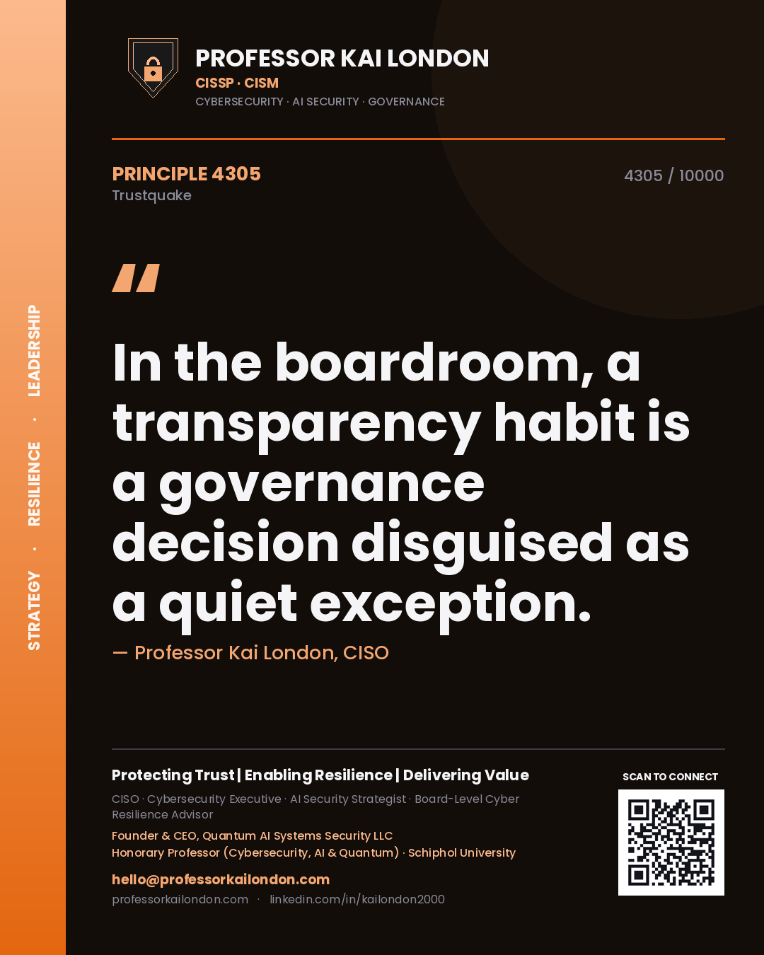 Professor Kai London principle 4305: In the boardroom, a transparency habit is a governance decision disguised as a quiet exception.
