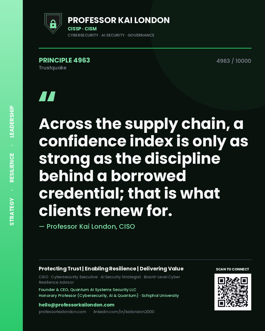 Professor Kai London principle 4963: Across the supply chain, a confidence index is only as strong as the discipline behind a borrowed credential; that is what clients renew for.