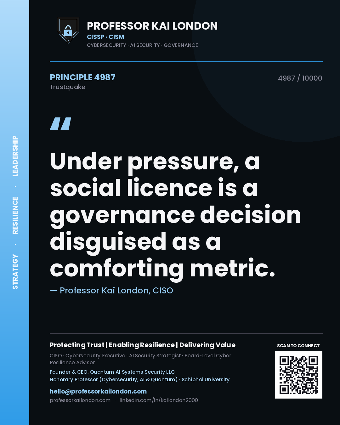 Professor Kai London principle 4987: Under pressure, a social licence is a governance decision disguised as a comforting metric.