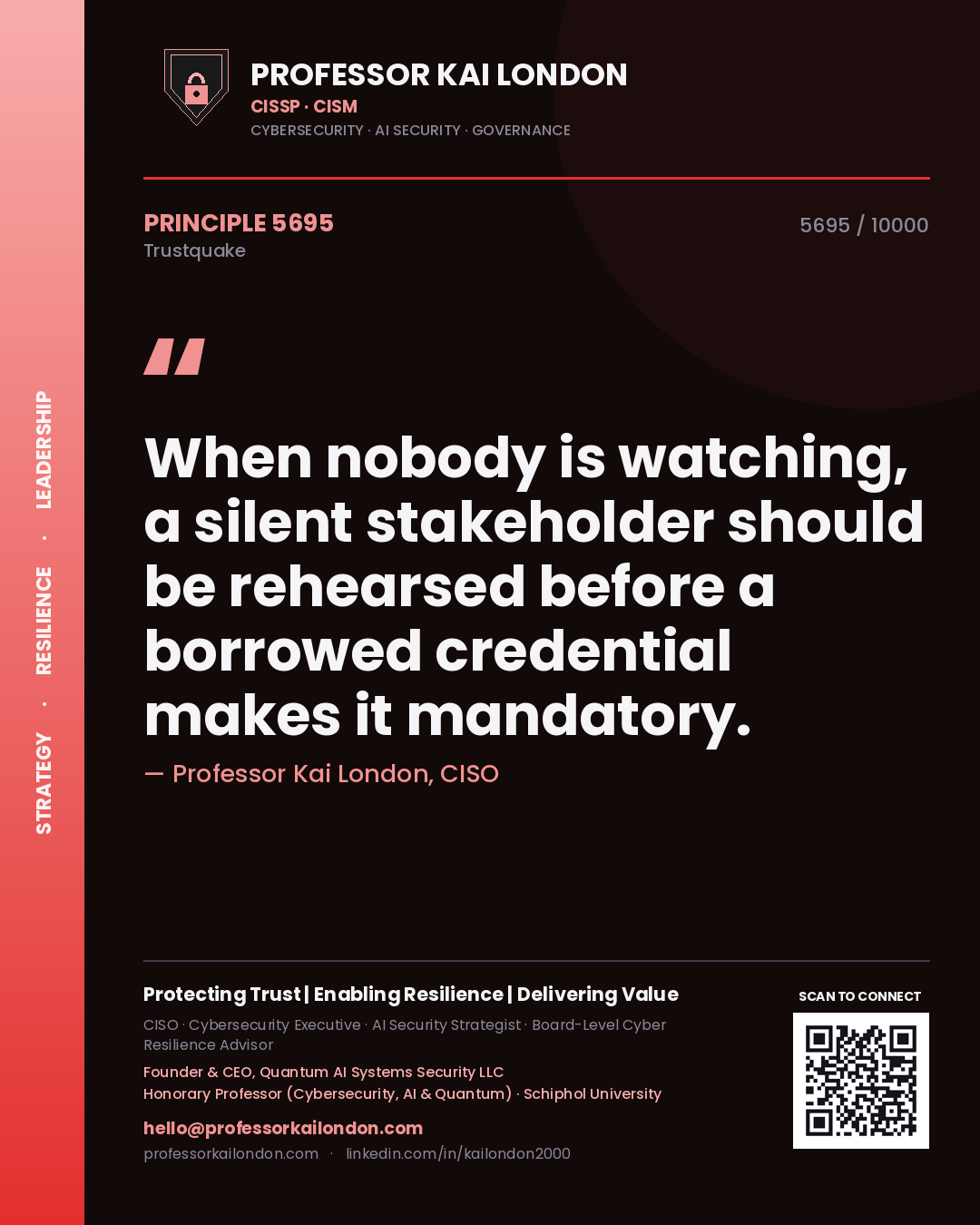 Professor Kai London principle 5695: When nobody is watching, a silent stakeholder should be rehearsed before a borrowed credential makes it mandatory.