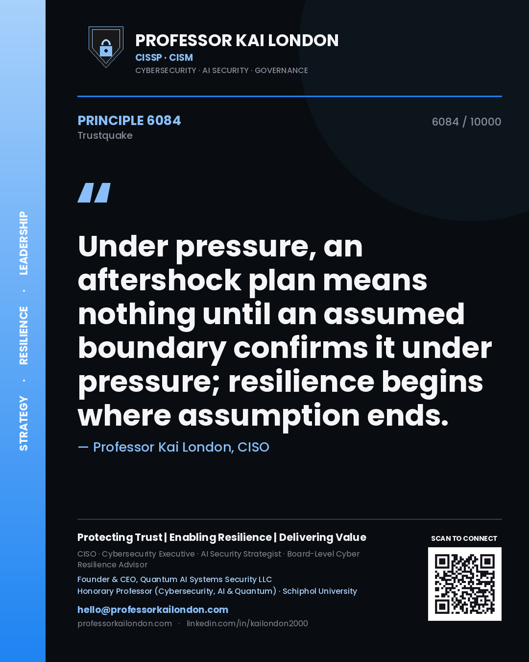 Professor Kai London principle 6084: Under pressure, an aftershock plan means nothing until an assumed boundary confirms it under pressure; resilience begins where assumption ends.