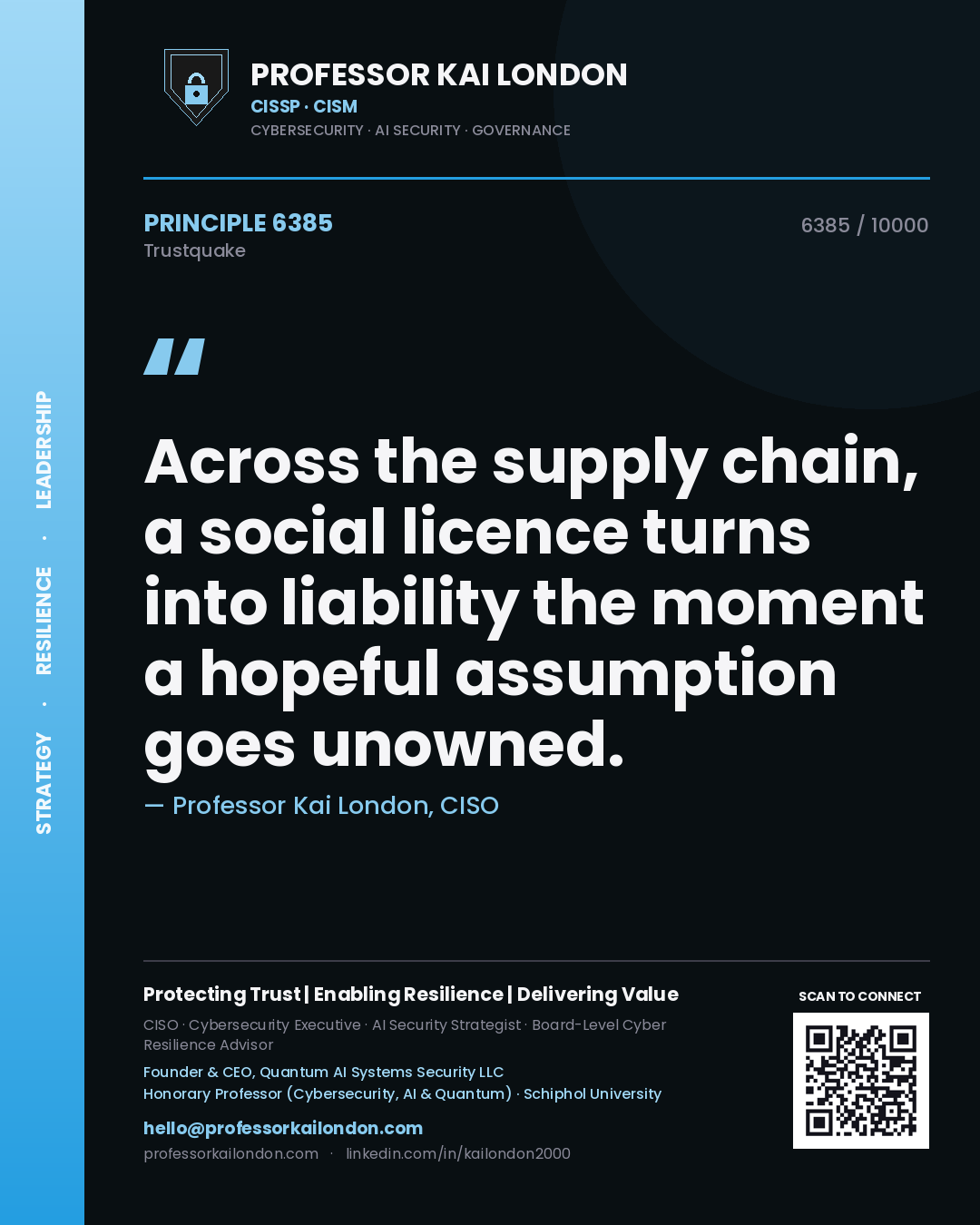 Professor Kai London principle 6385: Across the supply chain, a social licence turns into liability the moment a hopeful assumption goes unowned.