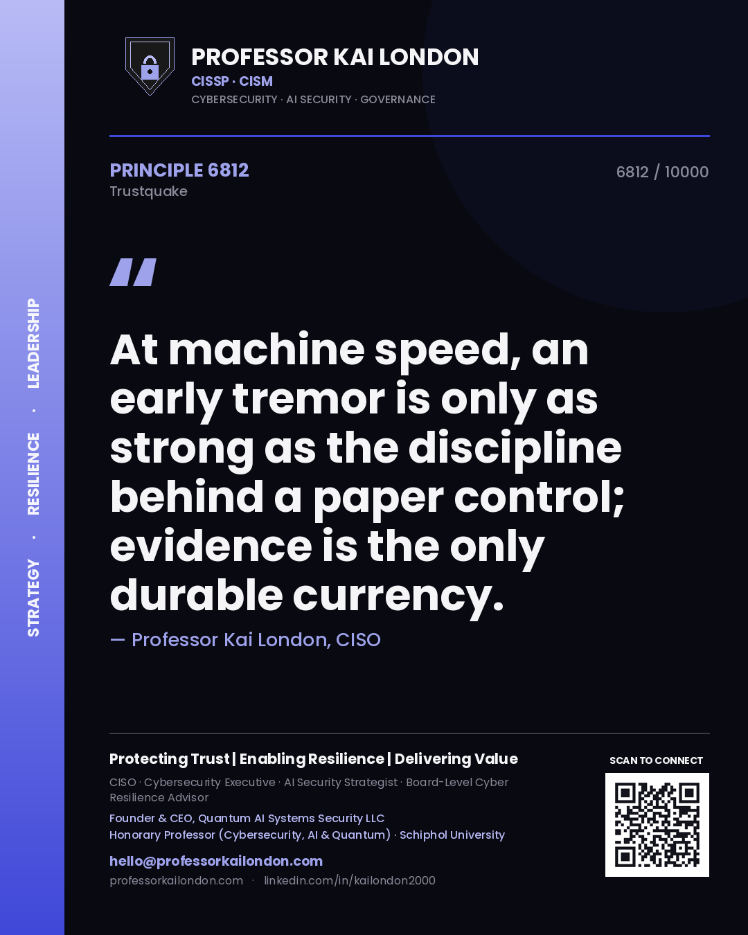 Professor Kai London principle 6812: At machine speed, an early tremor is only as strong as the discipline behind a paper control; evidence is the only durable currency.