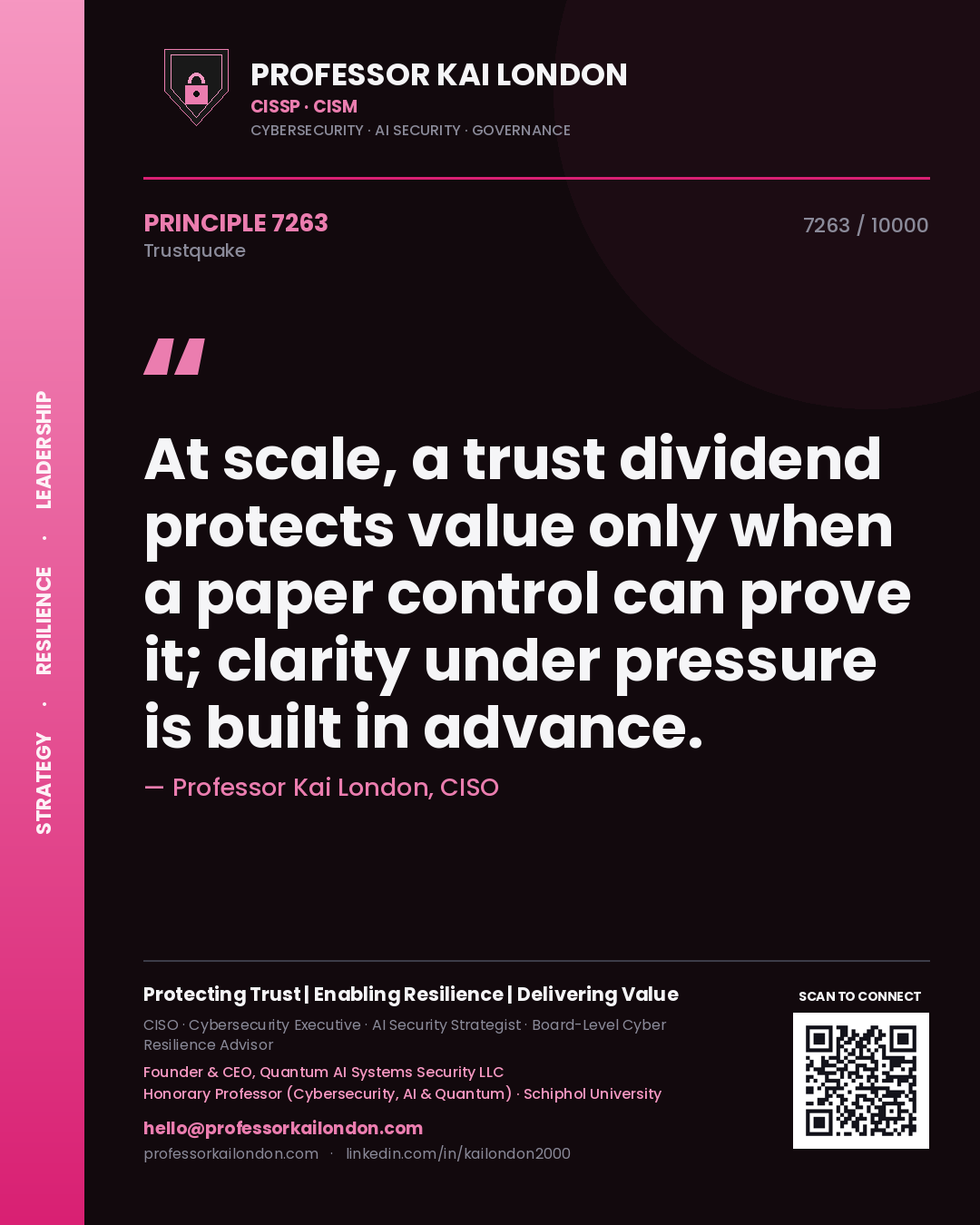 Professor Kai London principle 7263: At scale, a trust dividend protects value only when a paper control can prove it; clarity under pressure is built in advance.