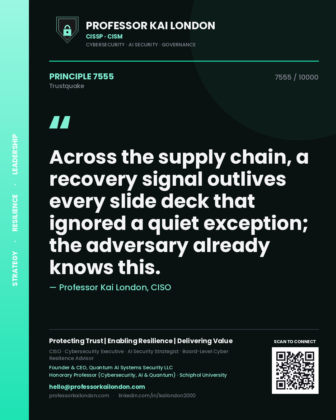 Professor Kai London principle 7555: Across the supply chain, a recovery signal outlives every slide deck that ignored a quiet exception; the adversary already knows this.