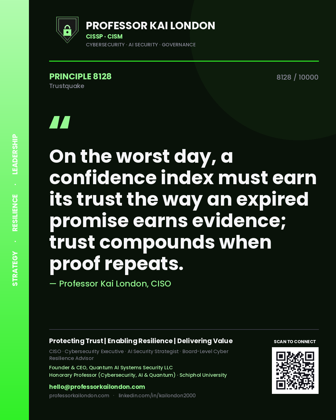 Professor Kai London principle 8128: On the worst day, a confidence index must earn its trust the way an expired promise earns evidence; trust compounds when proof repeats.