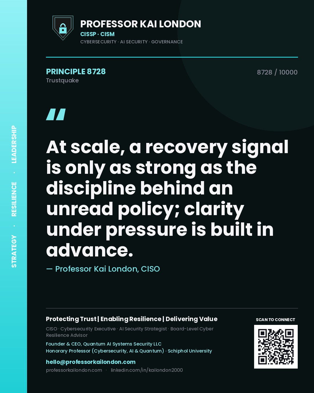 Professor Kai London principle 8728: At scale, a recovery signal is only as strong as the discipline behind an unread policy; clarity under pressure is built in advance.