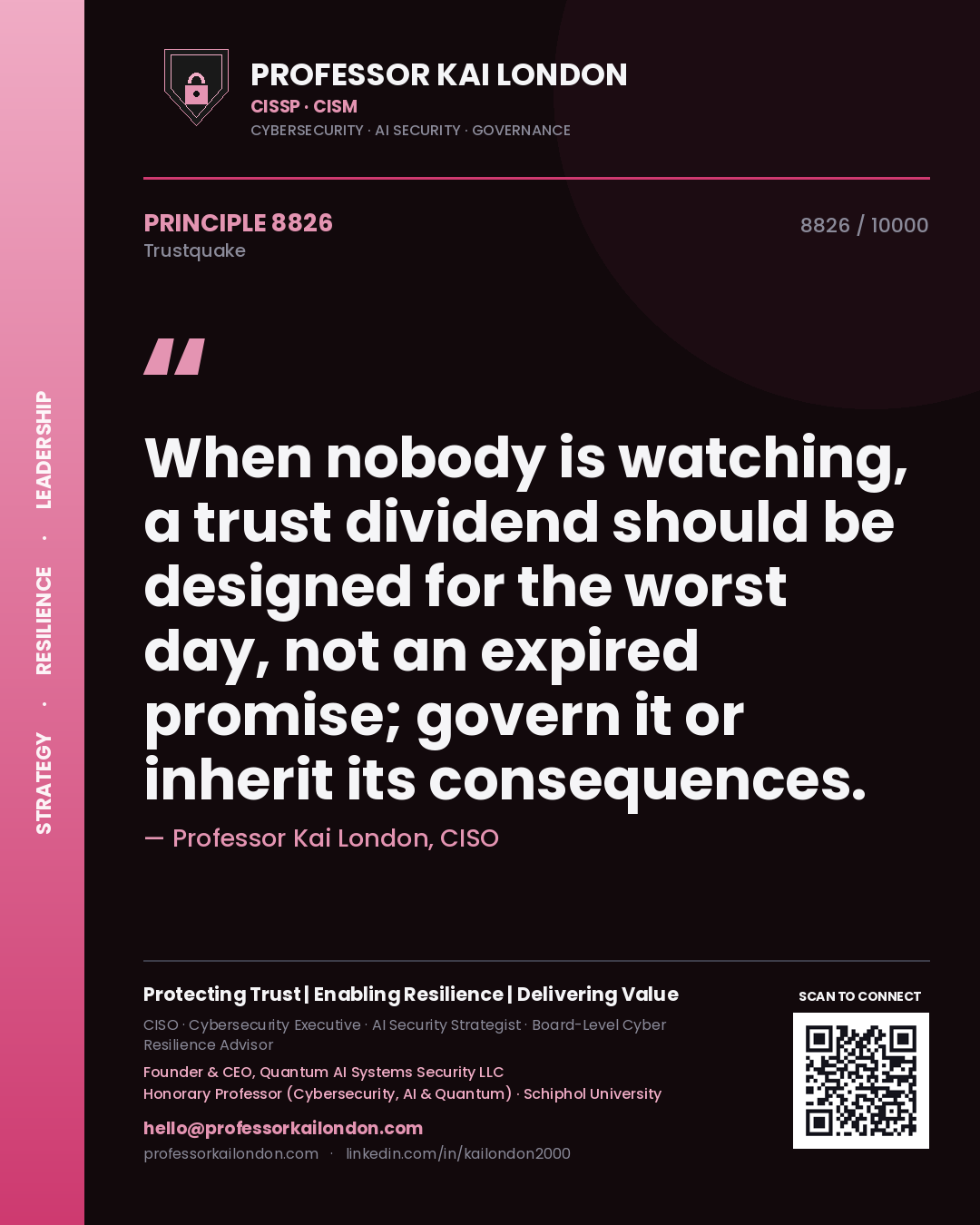 Professor Kai London principle 8826: When nobody is watching, a trust dividend should be designed for the worst day, not an expired promise; govern it or inherit its consequences.