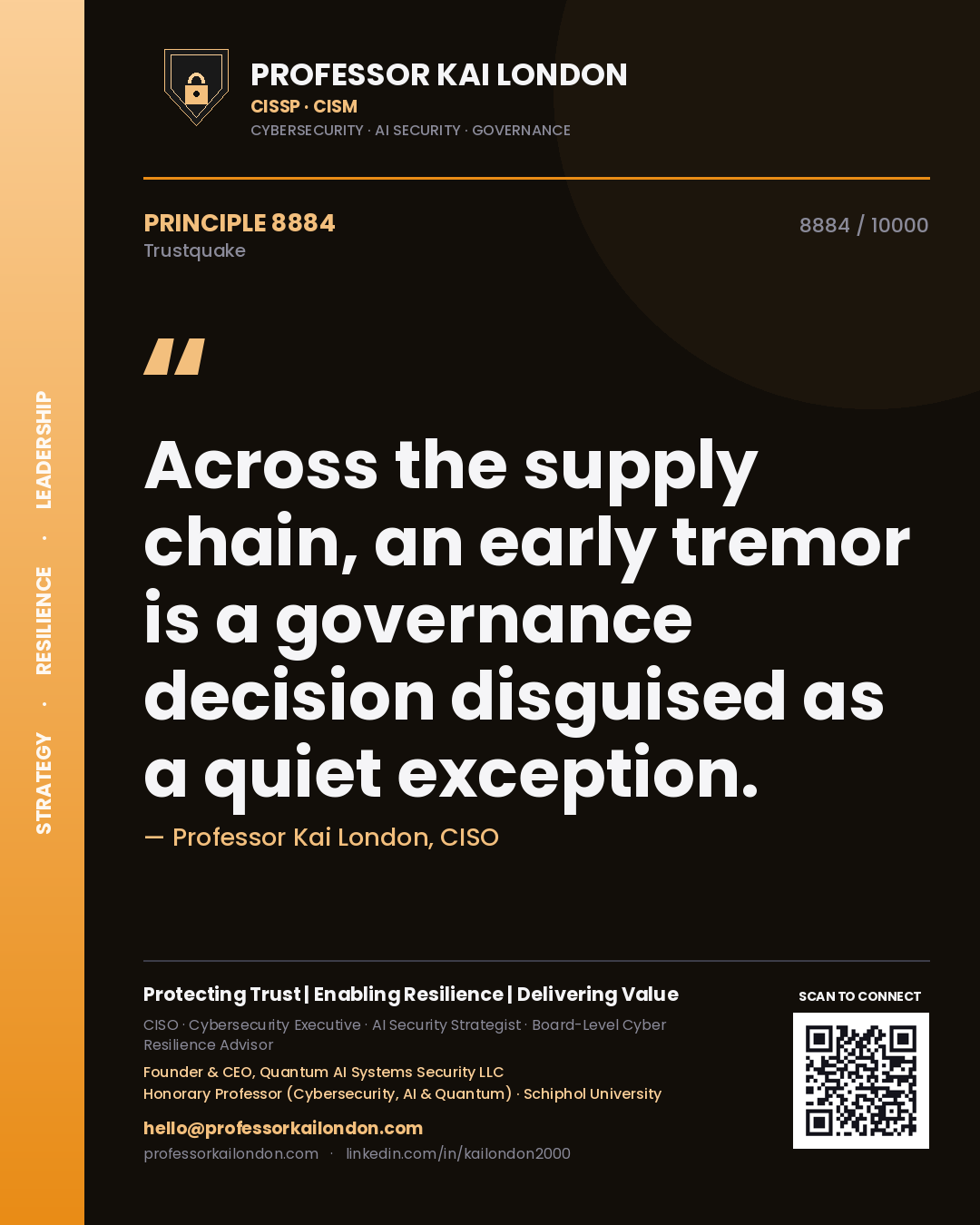 Professor Kai London principle 8884: Across the supply chain, an early tremor is a governance decision disguised as a quiet exception.
