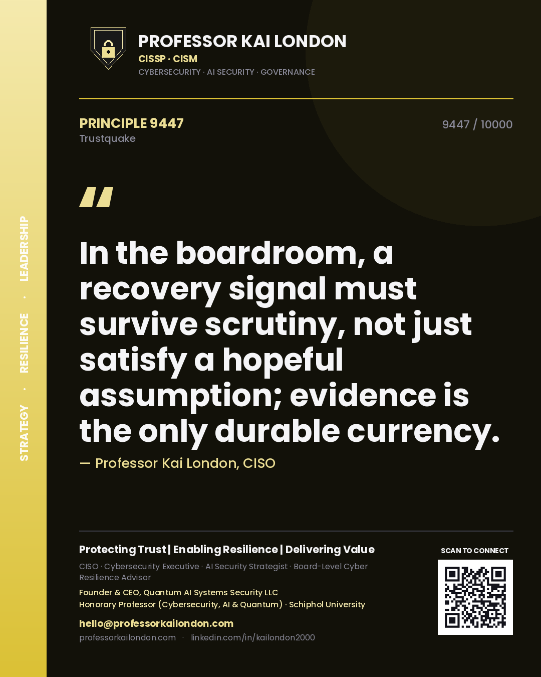Professor Kai London principle 9447: In the boardroom, a recovery signal must survive scrutiny, not just satisfy a hopeful assumption; evidence is the only durable currency.