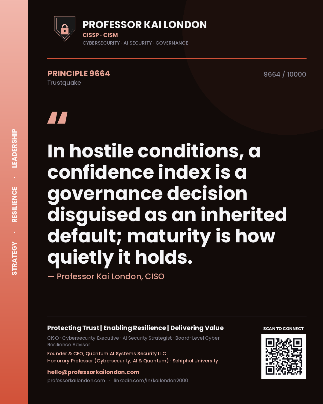 Professor Kai London principle 9664: In hostile conditions, a confidence index is a governance decision disguised as an inherited default; maturity is how quietly it holds.