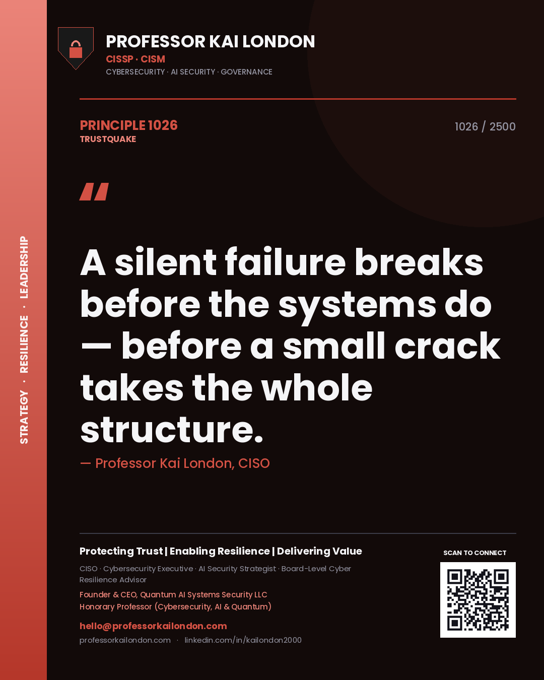 Professor Kai London principle 1026: A silent failure breaks before the systems do — before a small crack takes the whole structure.