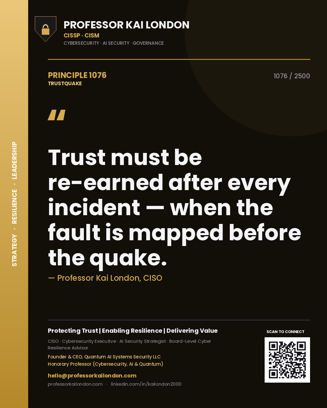 Professor Kai London principle 1076: Trust must be re-earned after every incident — when the fault is mapped before the quake.