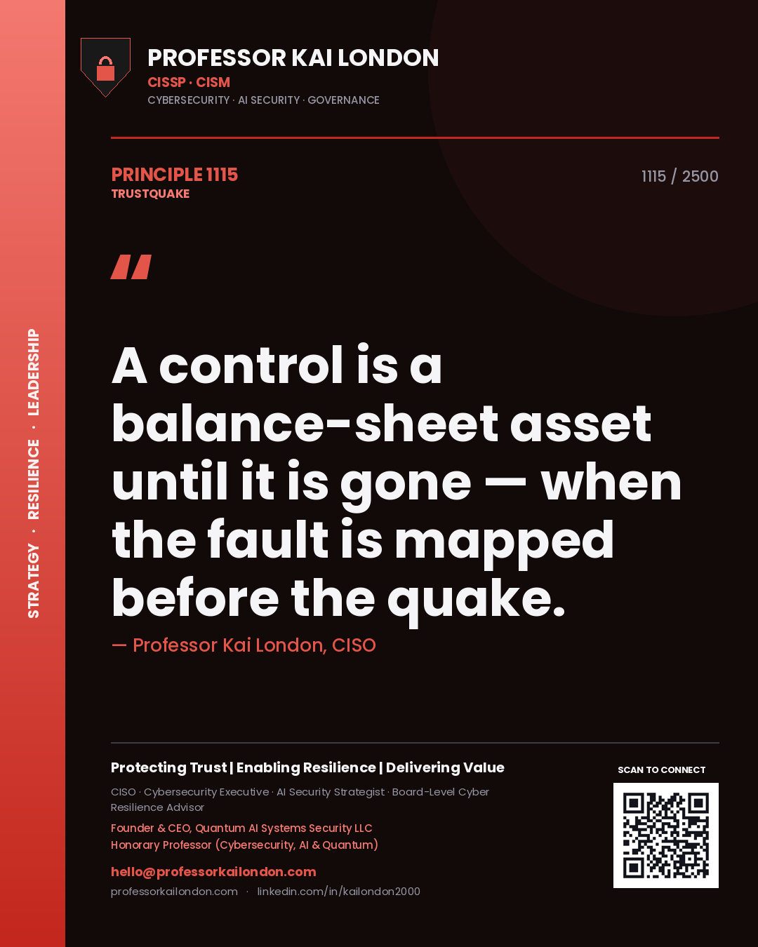 Professor Kai London principle 1115: A control is a balance-sheet asset until it is gone — when the fault is mapped before the quake.