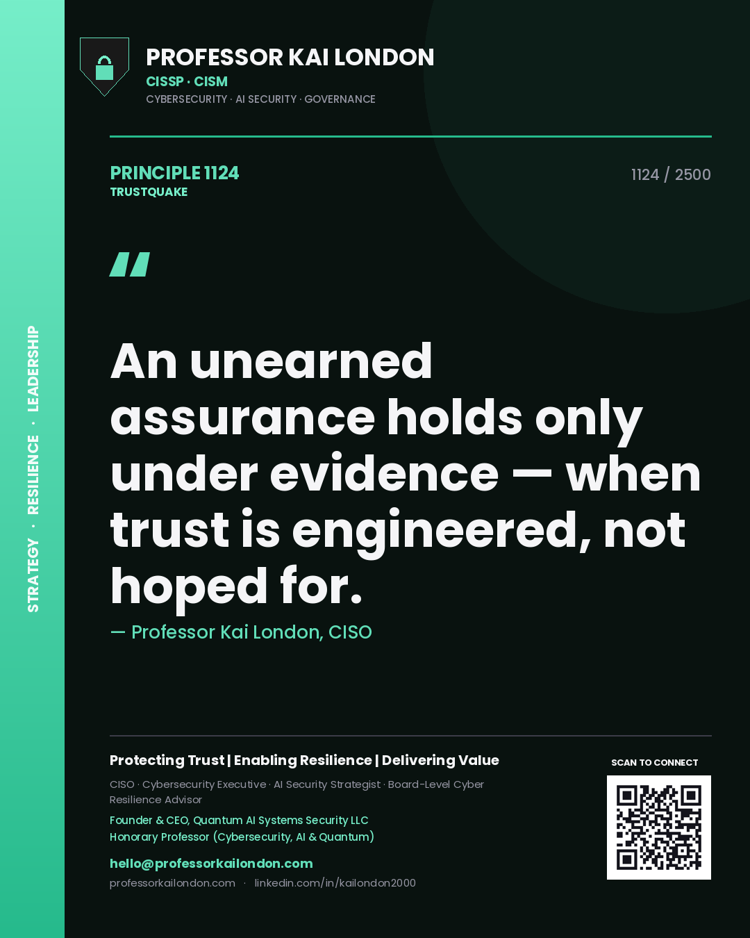 Professor Kai London principle 1124: An unearned assurance holds only under evidence — when trust is engineered, not hoped for.