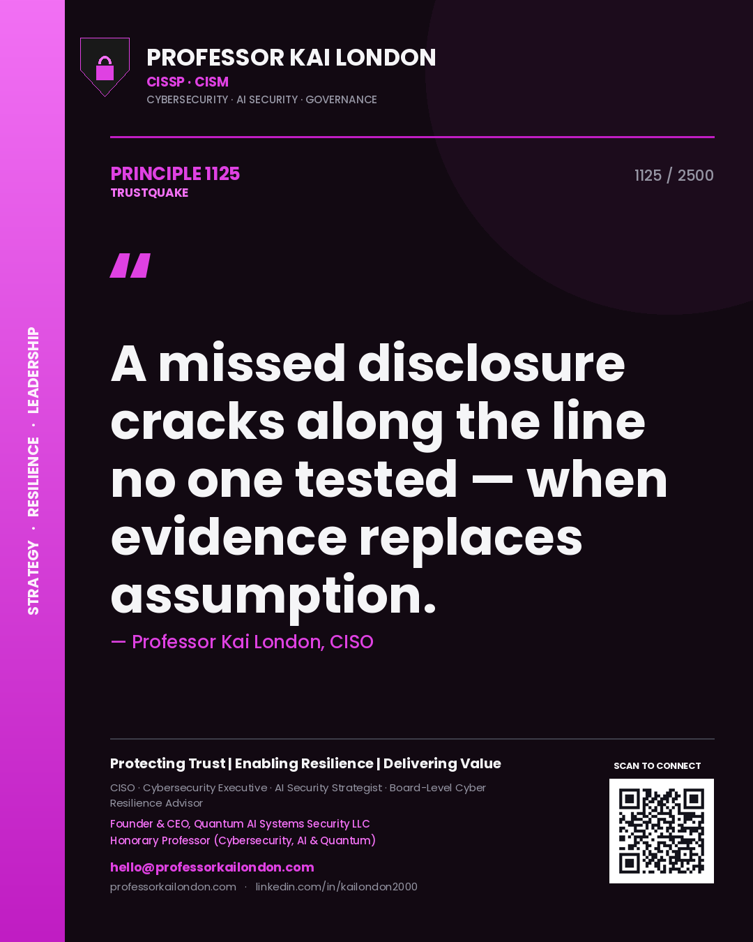 Professor Kai London principle 1125: A missed disclosure cracks along the line no one tested — when evidence replaces assumption.