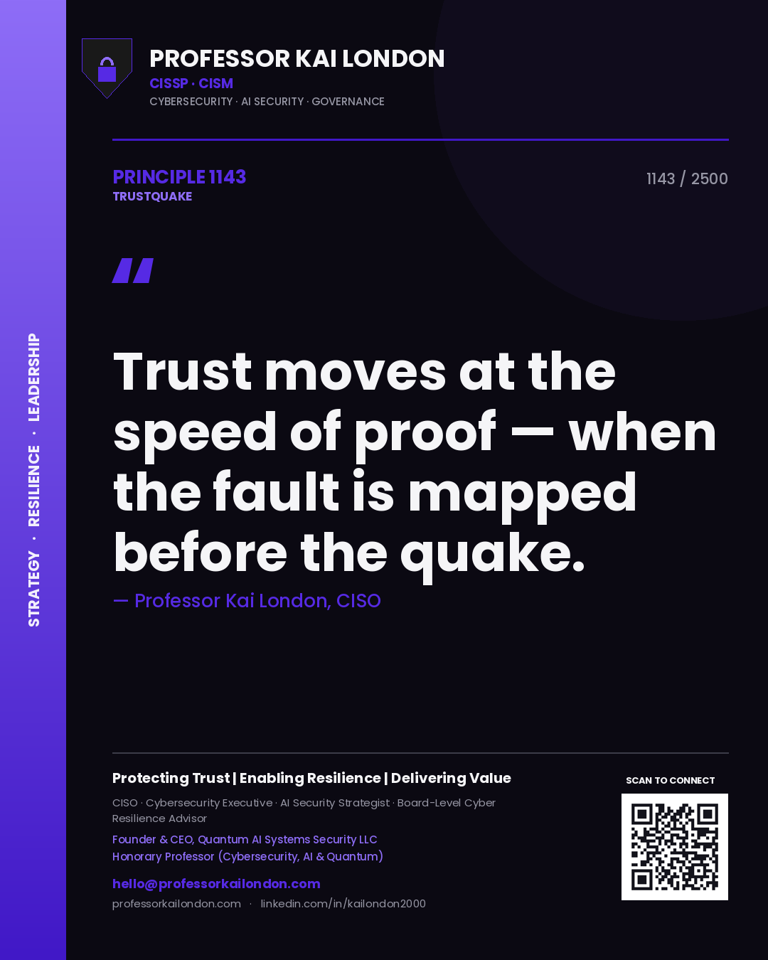 Professor Kai London principle 1143: Trust moves at the speed of proof — when the fault is mapped before the quake.