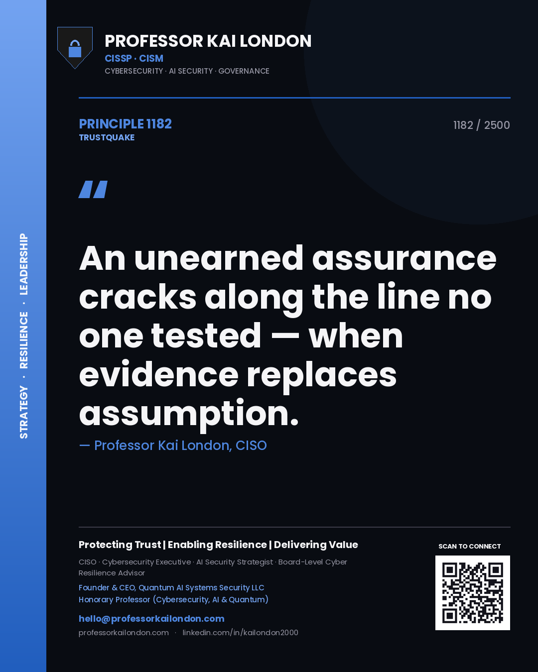 Professor Kai London principle 1182: An unearned assurance cracks along the line no one tested — when evidence replaces assumption.