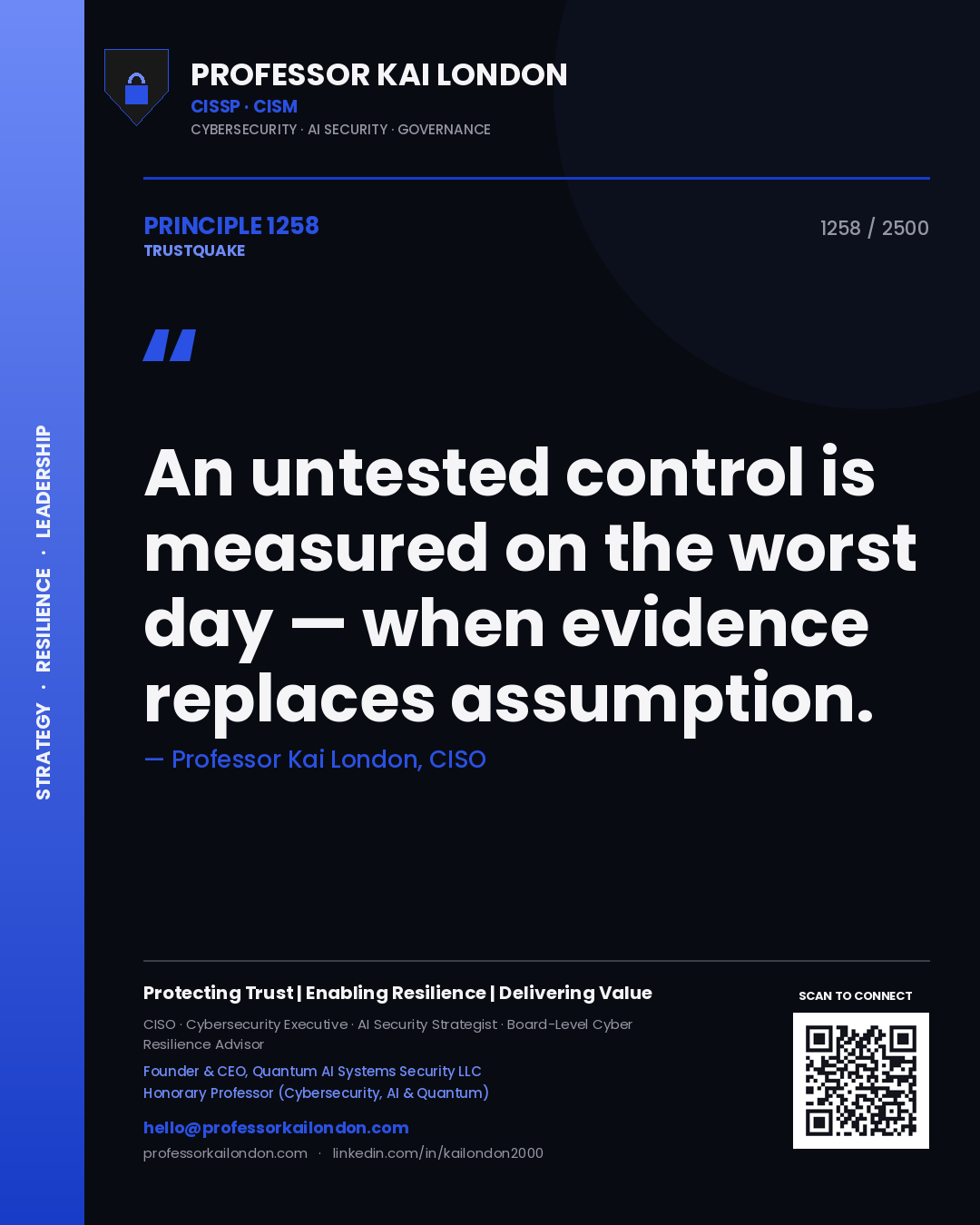 Professor Kai London principle 1258: An untested control is measured on the worst day — when evidence replaces assumption.