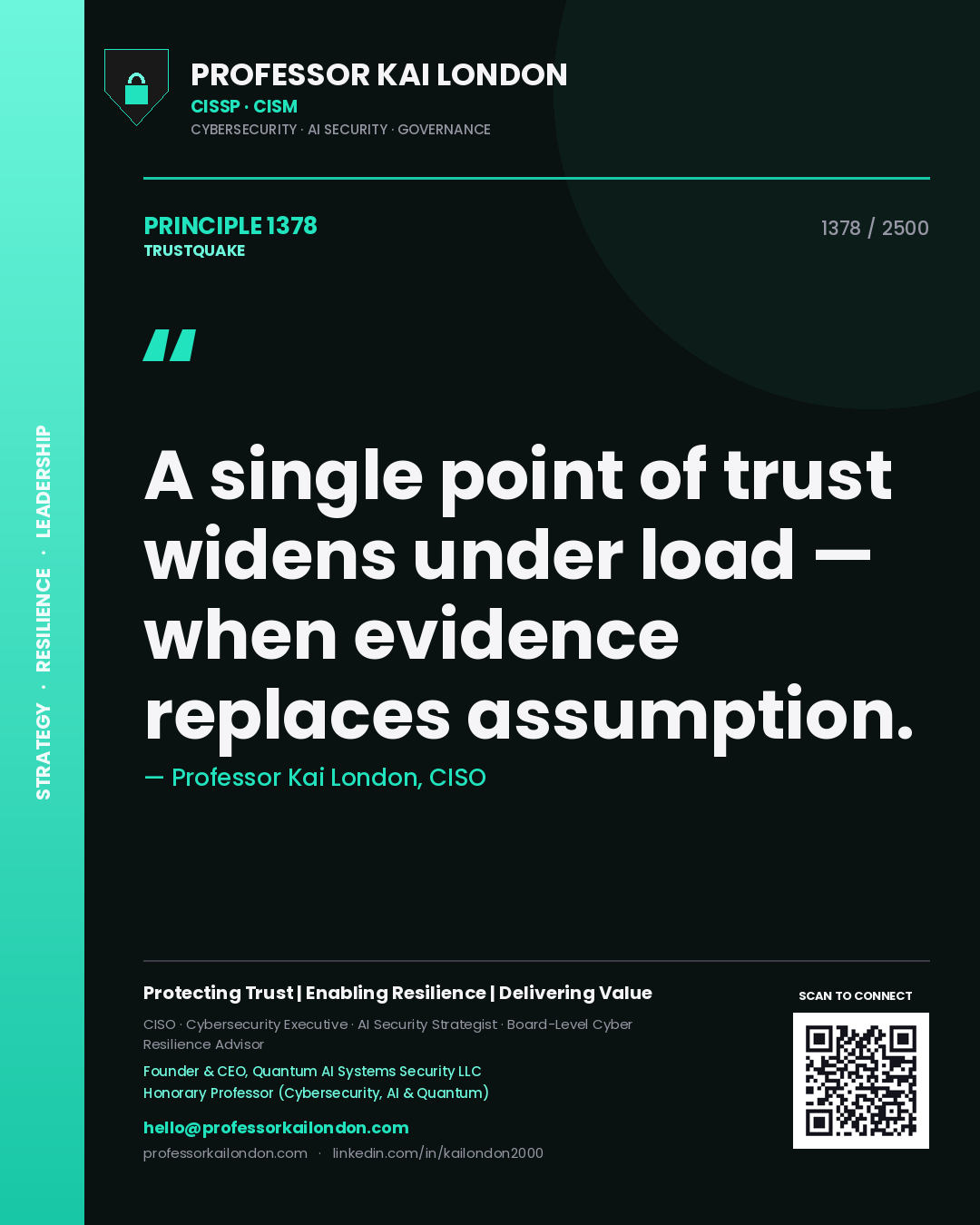 Professor Kai London principle 1378: A single point of trust widens under load — when evidence replaces assumption.