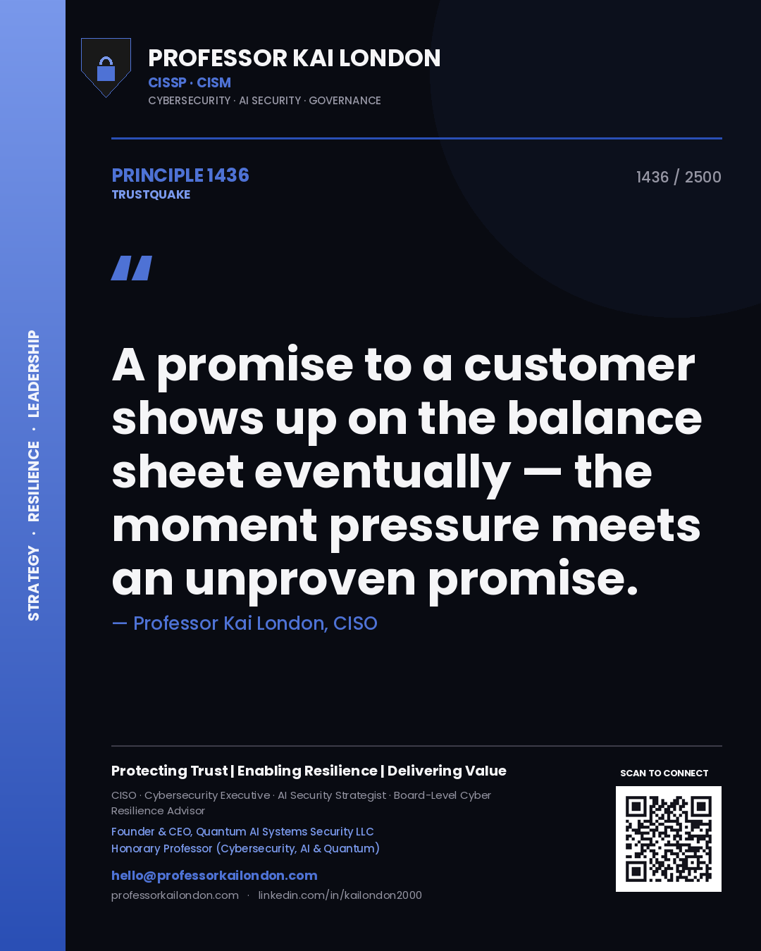 Professor Kai London principle 1436: A promise to a customer shows up on the balance sheet eventually — the moment pressure meets an unproven promise.