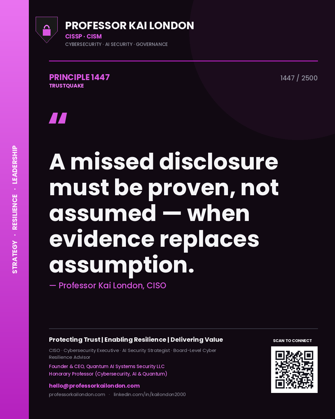 Professor Kai London principle 1447: A missed disclosure must be proven, not assumed — when evidence replaces assumption.