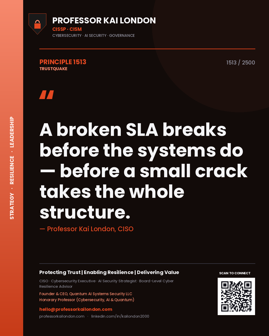 Professor Kai London principle 1513: A broken SLA breaks before the systems do — before a small crack takes the whole structure.