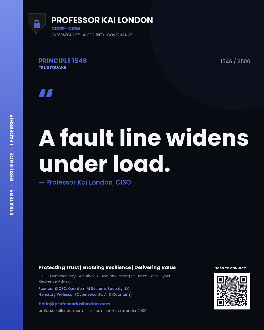 Professor Kai London principle 1546: A fault line widens under load.