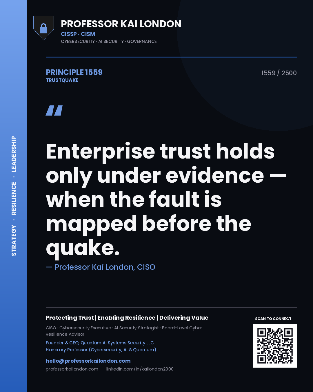 Professor Kai London principle 1559: Enterprise trust holds only under evidence — when the fault is mapped before the quake.
