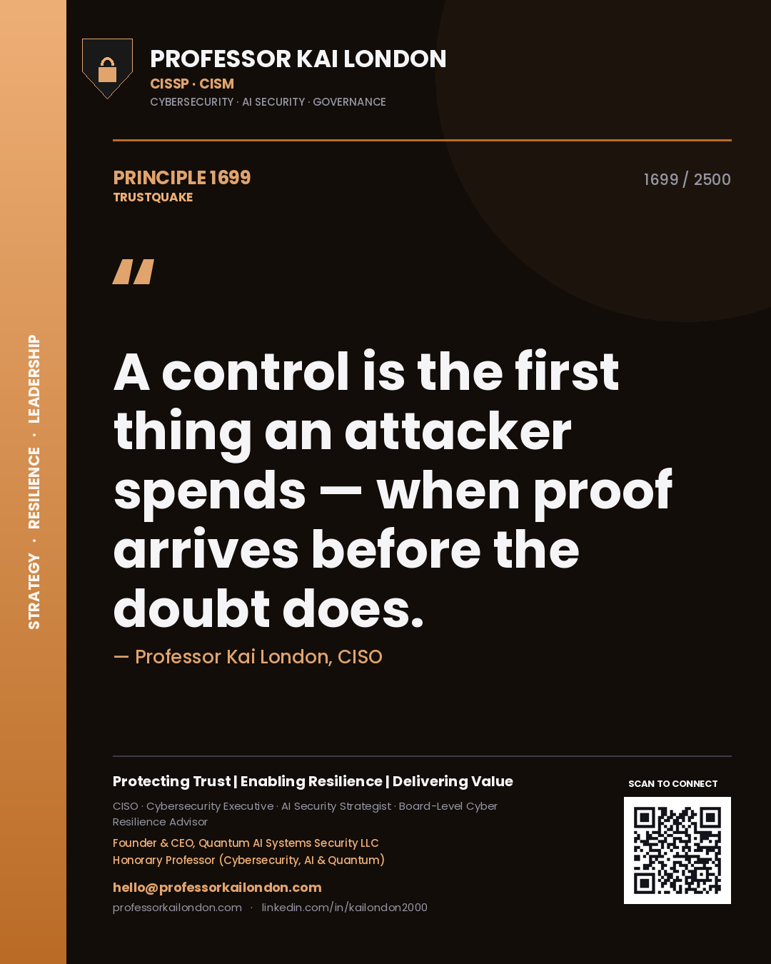 Professor Kai London principle 1699: A control is the first thing an attacker spends — when proof arrives before the doubt does.