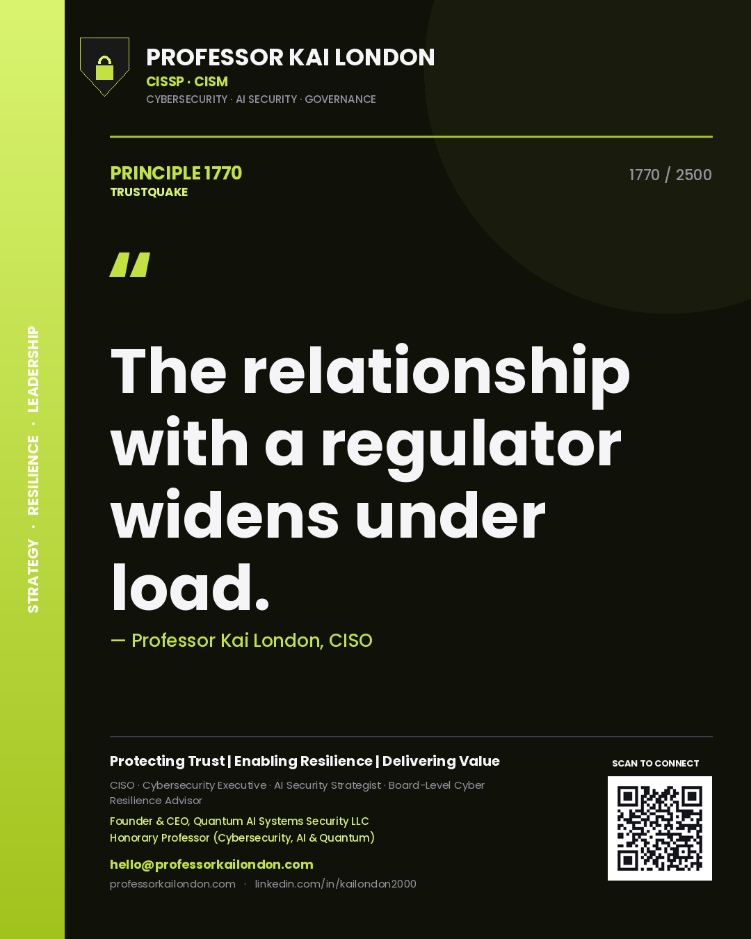 Professor Kai London principle 1770: The relationship with a regulator widens under load.