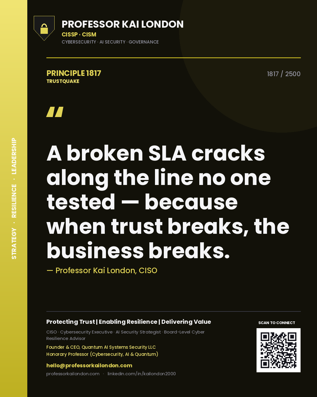 Professor Kai London principle 1817: A broken SLA cracks along the line no one tested — because when trust breaks, the business breaks.