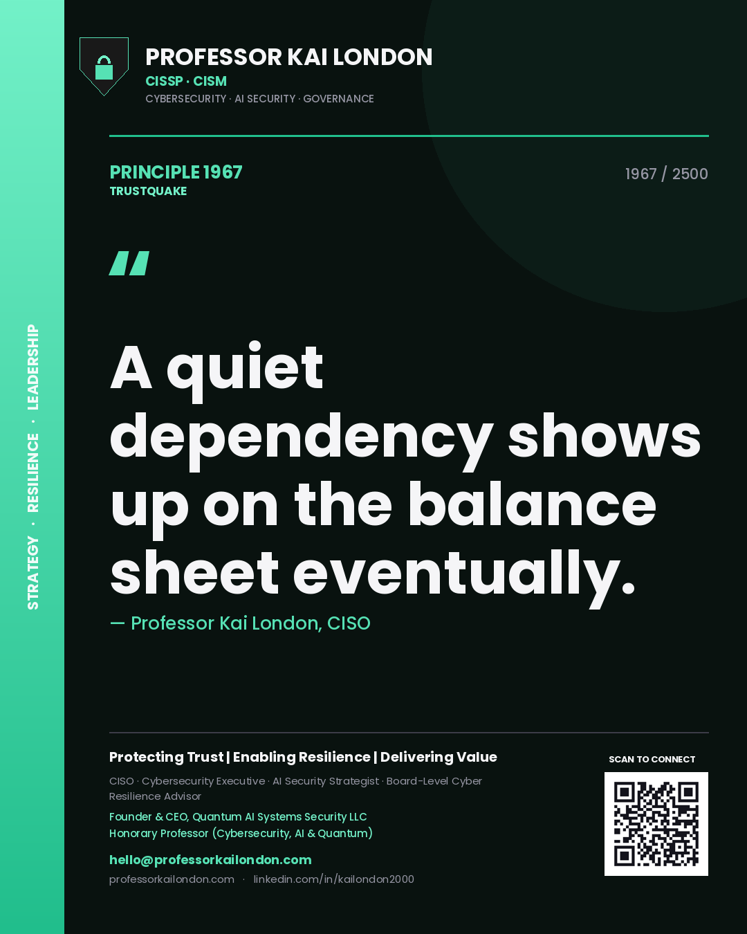 Professor Kai London principle 1967: A quiet dependency shows up on the balance sheet eventually.