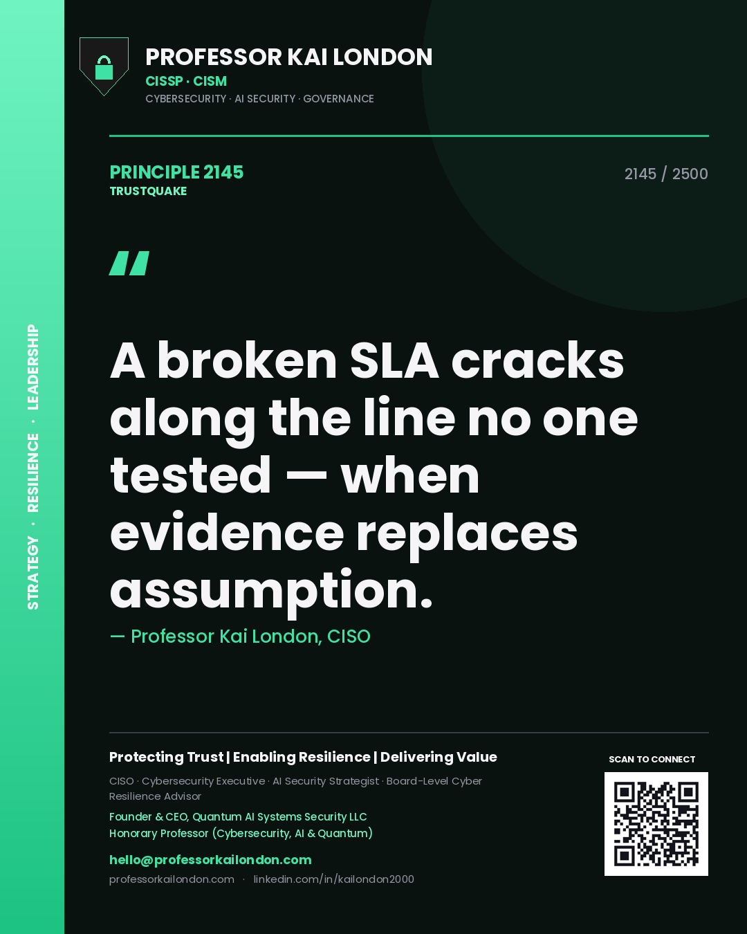 Professor Kai London principle 2145: A broken SLA cracks along the line no one tested — when evidence replaces assumption.