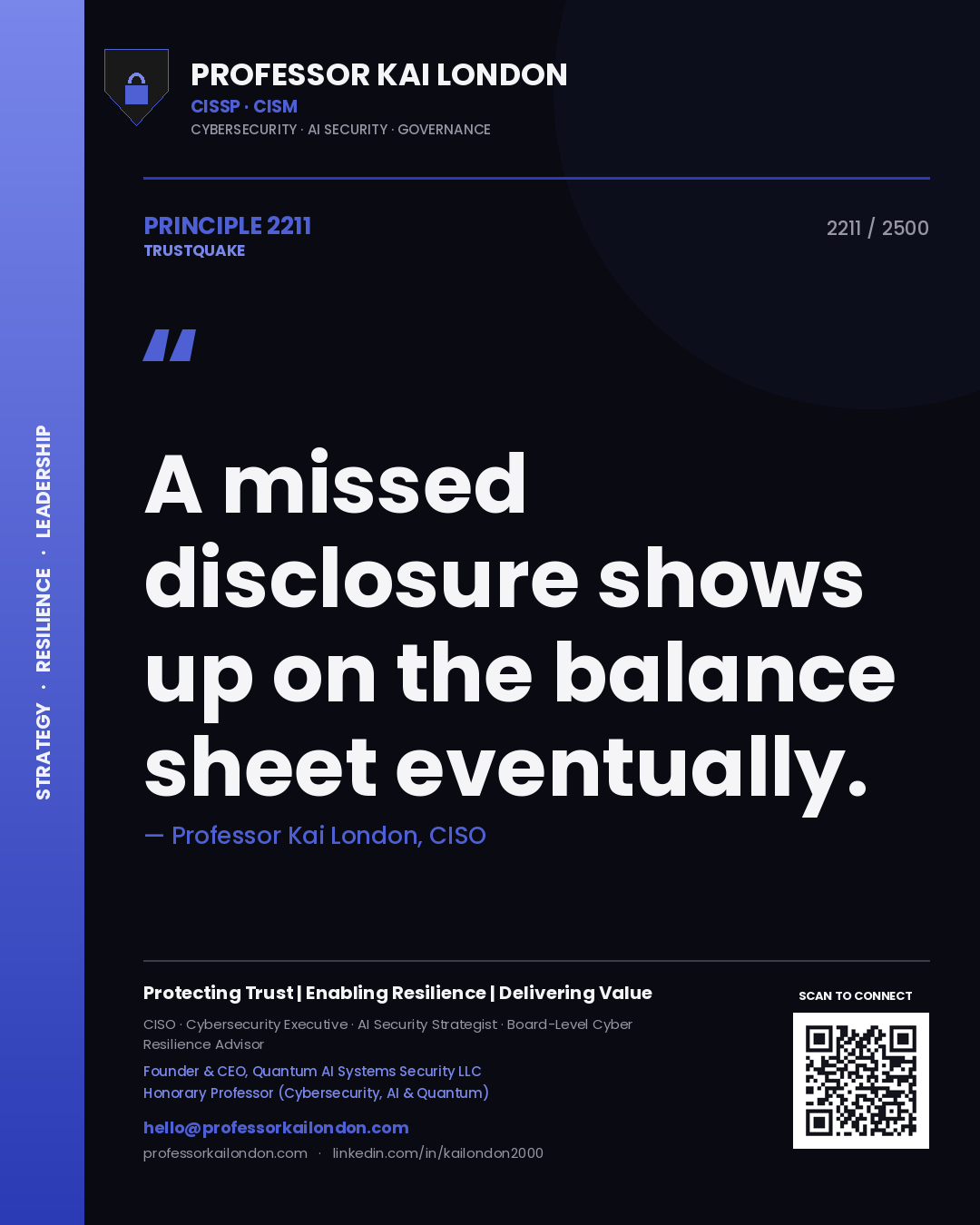 Professor Kai London principle 2211: A missed disclosure shows up on the balance sheet eventually.