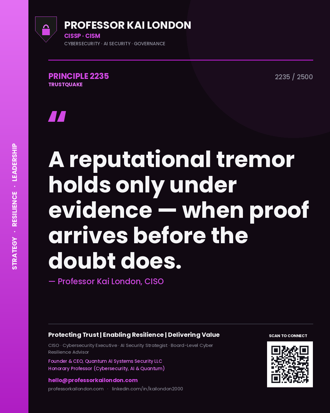 Professor Kai London principle 2235: A reputational tremor holds only under evidence — when proof arrives before the doubt does.